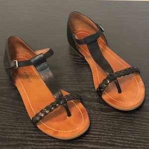 Lucky Brand Black Leather Sandals Woman’s Size 7 1/2